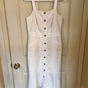 Banana Republic Cream Button-Front Midi Dress